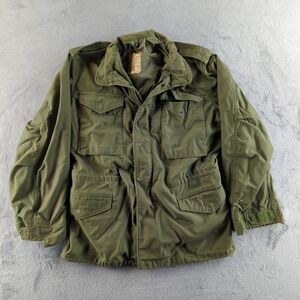 Vintage 80s US Army Field Jacket Mens Small Green M65 Cold Weather Military Coat